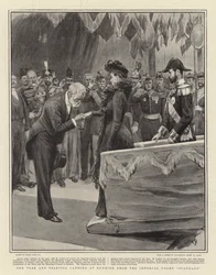 El zar y la zarina desembarcando en Dunkerque desde el yate imperial Standart